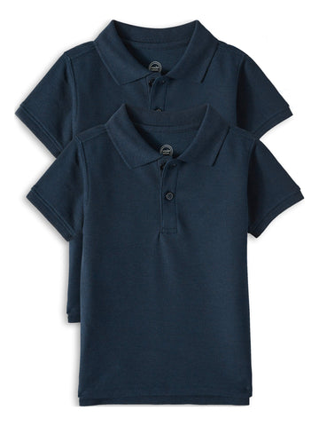 Wonder Nation Toddler Boys School Uniform Short Sleeve Pique Polo Shirt, 2-Pack Value Bundle