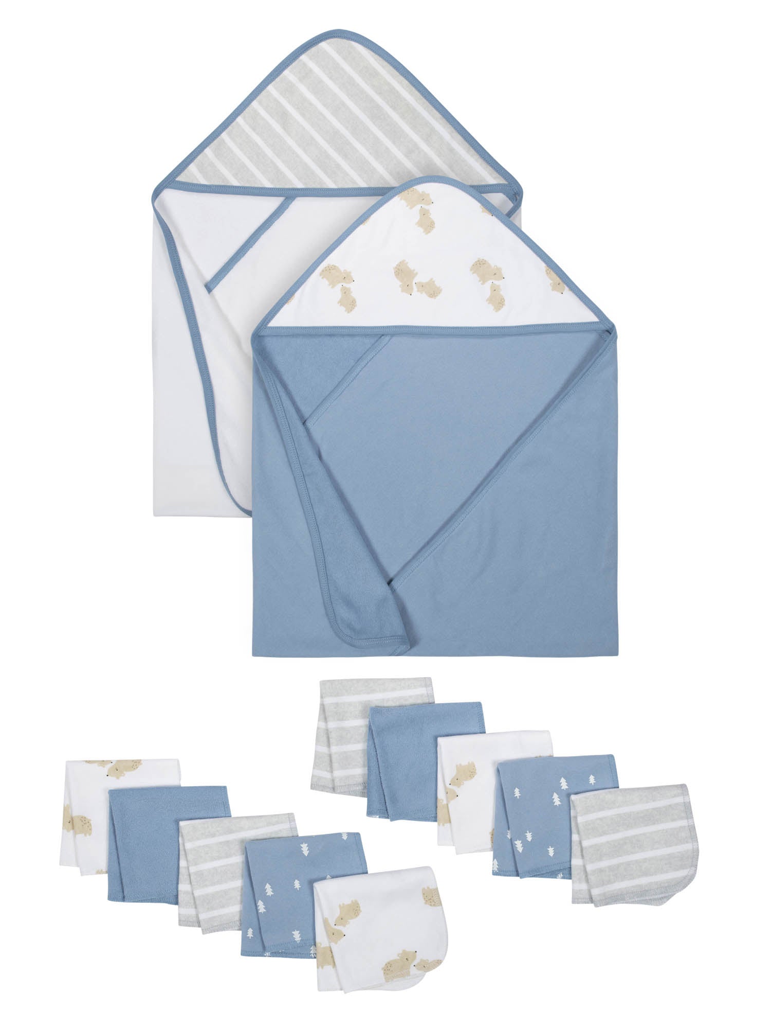 Wonder Nation Baby Boys Hooded Towel and Washcloth Set, 12-Piece