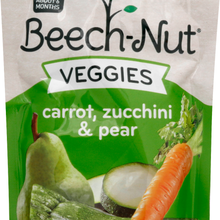 (12 Pack) Beech-Nut Veggies Stage 2, Carrot Zucchini & Pear Baby Food, 3.5 oz Pouch