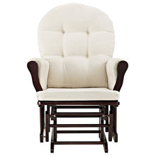 Angel Line Windsor Glider and Ottoman, Espresso Finish and Beige Cushions