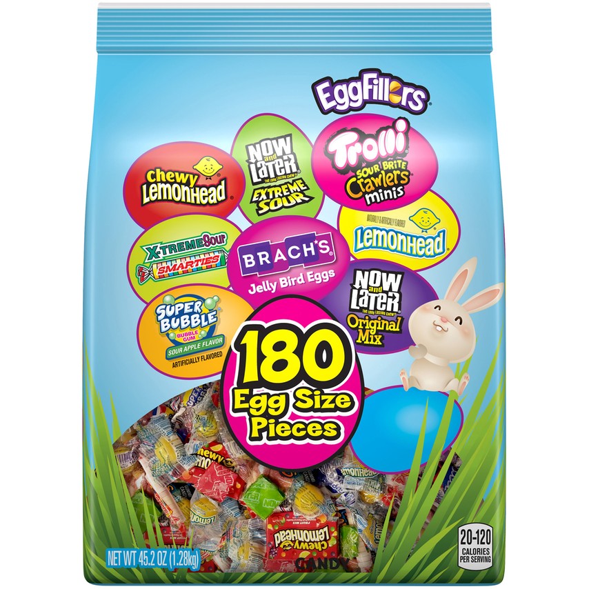 EggFillers Lemonhead, Now and Later, Trolli, SweeTARTS, Brach's & Super Bubble Easter Candy Variety Pack, 45.2 oz (180 Count)