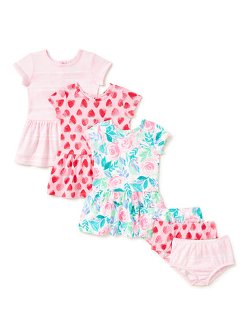 Wonder Nation Baby Girl Knit Dresses, 3-Pack