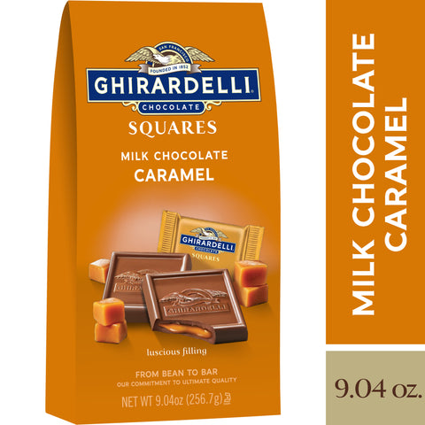 GHIRARDELLI Milk Chocolate Squares with Caramel Filling, 9.04 OZ Bag