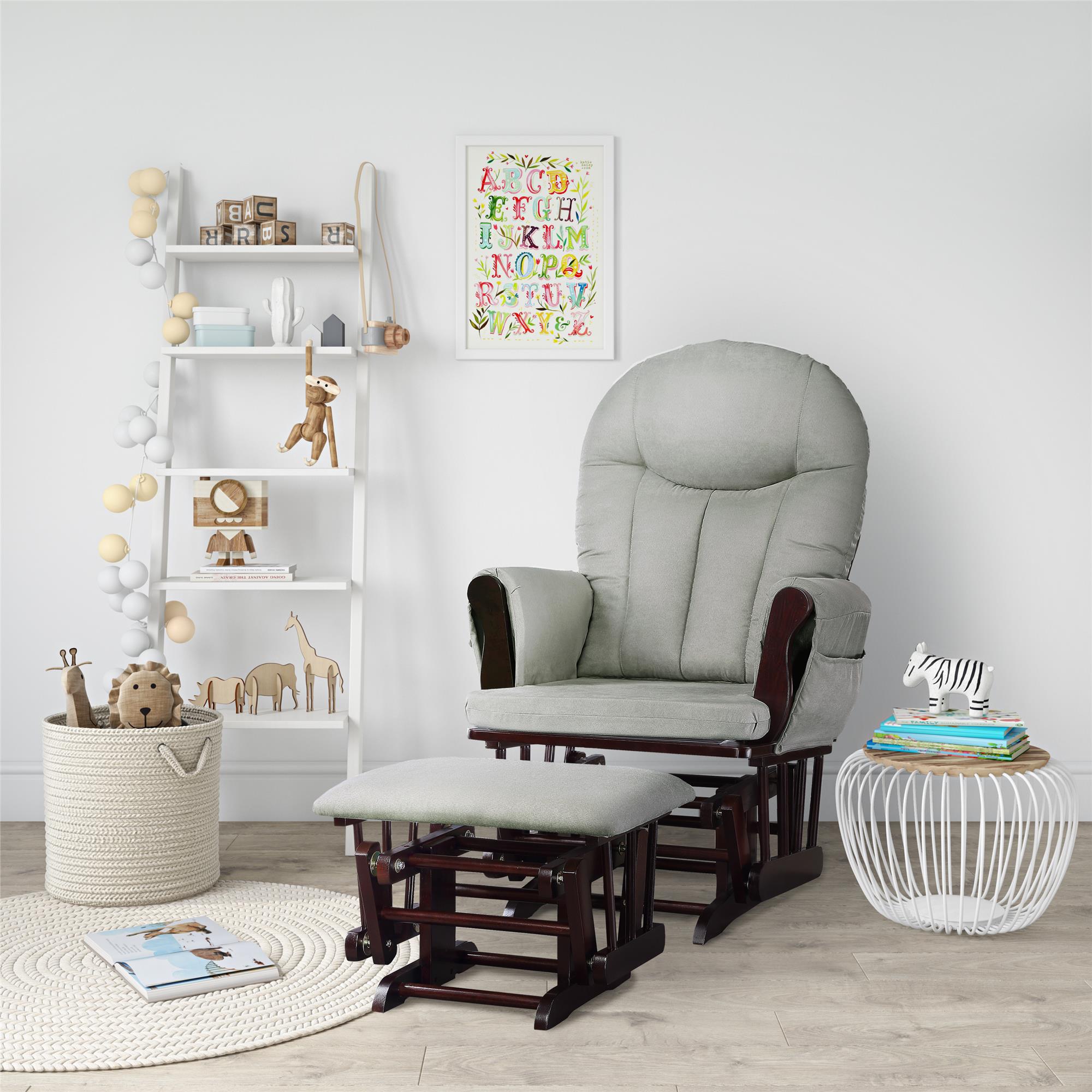 Baby Relax Huntington Glider Rocker and Ottoman, Gray and Espresso