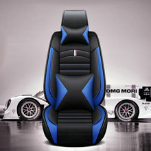 5-Sit Car Seat Cover w/Pillow Set Surround Protectors Cushions Black + Blue Line