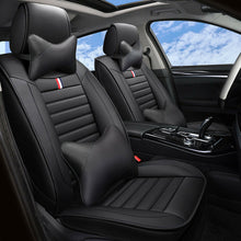 Luxury SUV Car Seat Covers W/Pillows Red&Black PU Leather Cushion For BMW Honda