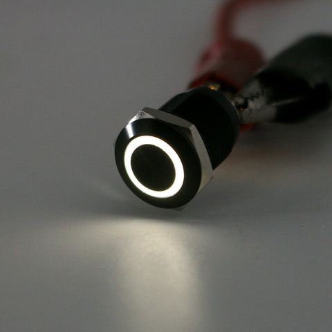 1x White 12mm 12V 4Pin Angel Eye LED Push Button Metal Switch ON/OFF Waterproof