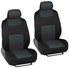 Car Seat Covers Set Black Charcoal Grey w/ PU Leather Trim Carpet Pad Floor Mats