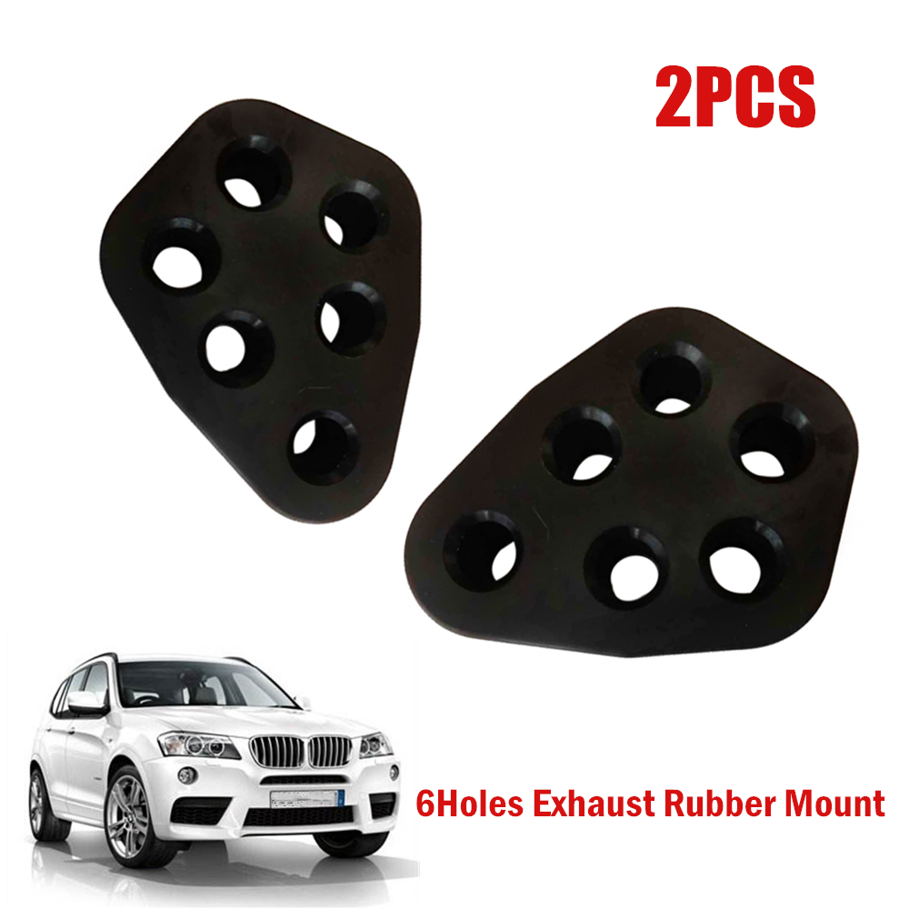 2PCS 6Holes Car Black Rubber Exhaust Tail Pipe Mount Bracket Hanger Insulator