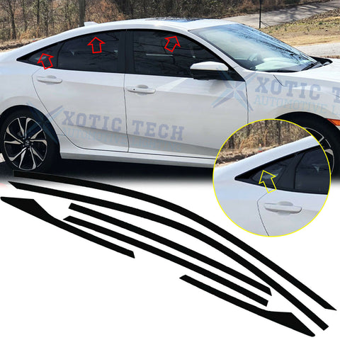 6x Chrome Delete Vinyl Blackout Window Trims Kit For Honda Civic Sedan 2016-2020