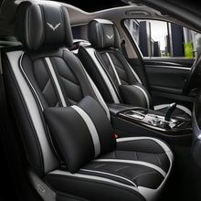 Newest 5-Seats Car Seat Covers PU-Leather Front + Rear Surround Protectors Black