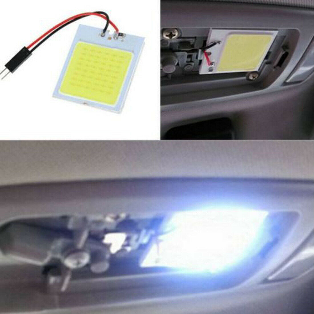 1 Set White COB 48 SMD LED Plate Car Interior Dome Light T10 12V Light Lamp