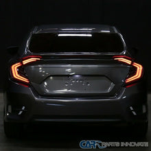 For 16-20 Honda Civic Smoke Glossy Black Tail Lights+LED DRL Sequential Signal