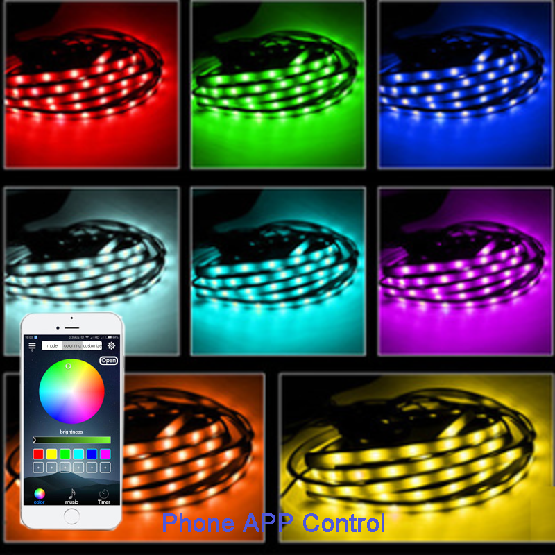 4pcs APP Control RGB Car LED Strip Under Tube Underglow Underbody Neon Light Kit