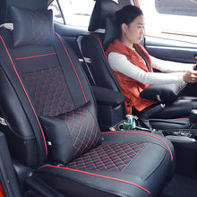 5 Seats Car Seat Cover Front+Rear Cushion PU Leather W/Pillow All Seasons Size S