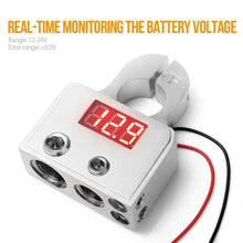 2pcs Car Digital Battery Terminal Connectors w/12V-24V Voltmeter 0/4/8 Gauge