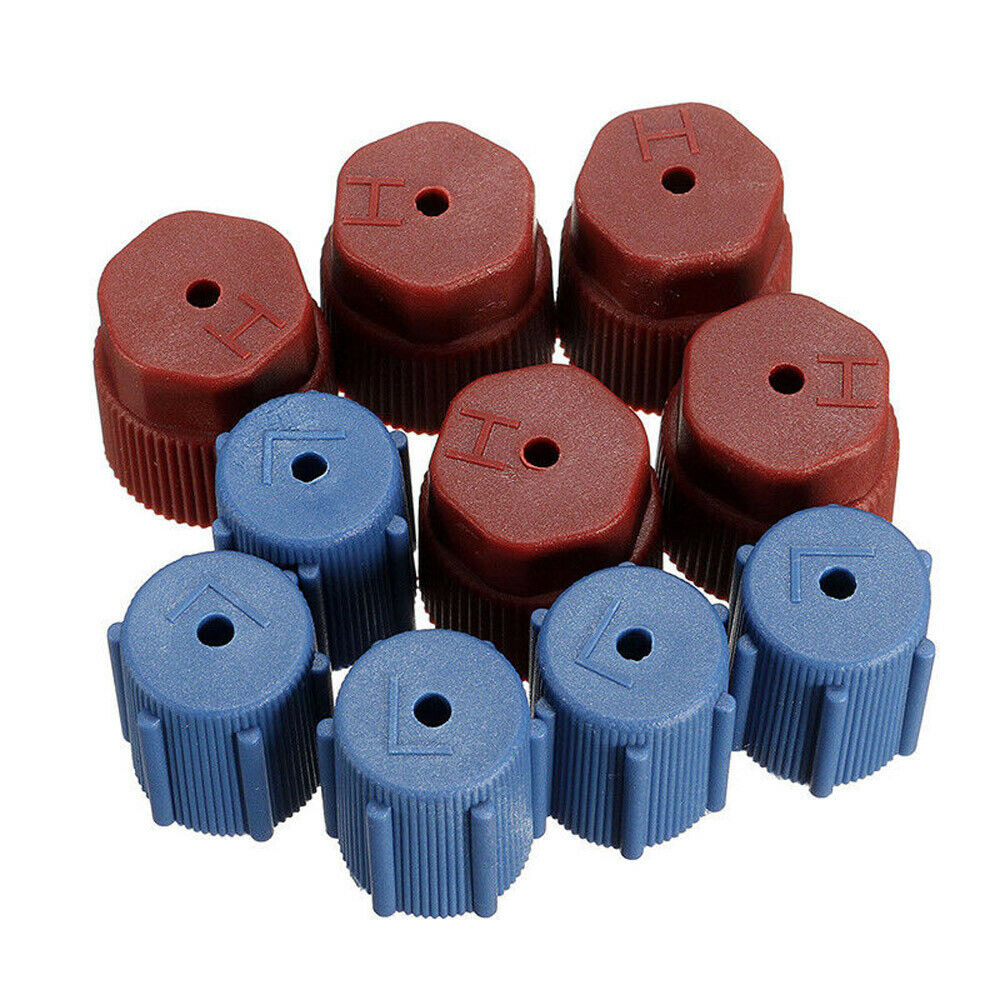 10x A/C AC Charging Port Service Cap R134a 13mm 16mm High&Low Side Caps Red Blue