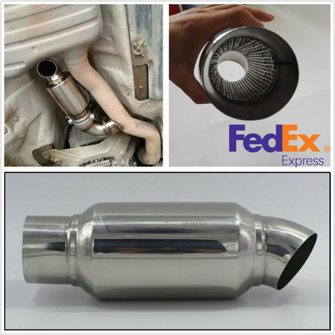 Chrome Stainless Steel Car Exhaust Sound Tuning Muffler Pipe 2'' to 2'' USA Ship