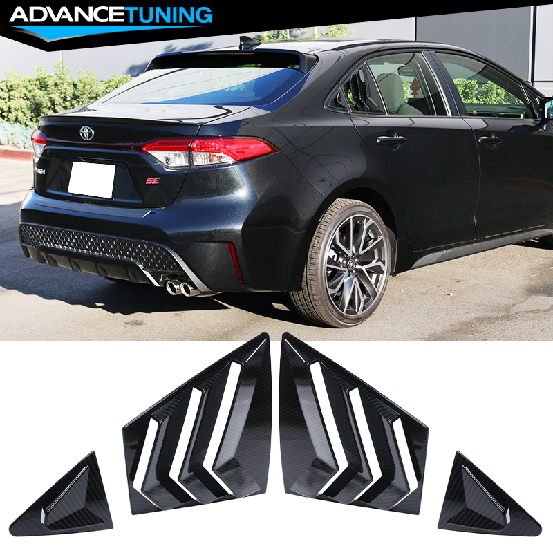 Fits 20-21 Toyota Corolla Side Window Louver Scoop 4PC Carbon Fiber Print