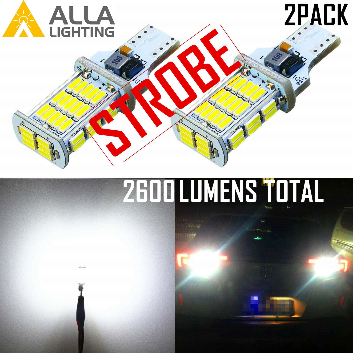 Alla Lighting LED 921 Strobe Blinking Flashing Reverse Light Bulb Safety Warning