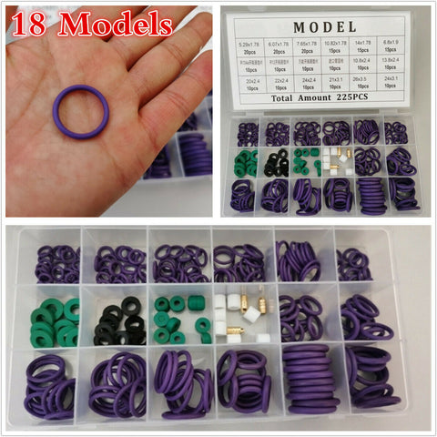 18 Kinds R22 R134a Car Air Conditioning O-ring Seal Gaskets Kit Waterproof 225X