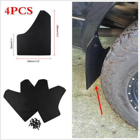 4pcs Mud Flaps Splash Guard Fender Accessory Black Universal For Car Truck Wheel