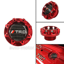 JDM TRD CARBON FIBER Sticker with ALUMNIUM RED Billet Engine Oil FILLER Cap