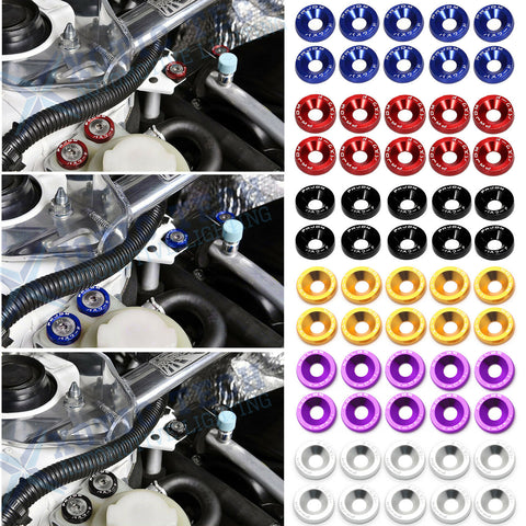 10pcs JDM Billet Aluminum Fender Bumper Washer Engine Bay Bolt Kits Multi-Colors