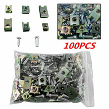 100 * Car Body Door Panel Fender Fastener Screw U Type Gasket Metal Fixed Clips