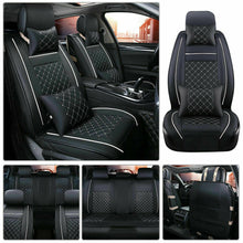 From US Car Seat Cover Size M PU Leather 5-Seats Front & Rear Cushion W/pillows