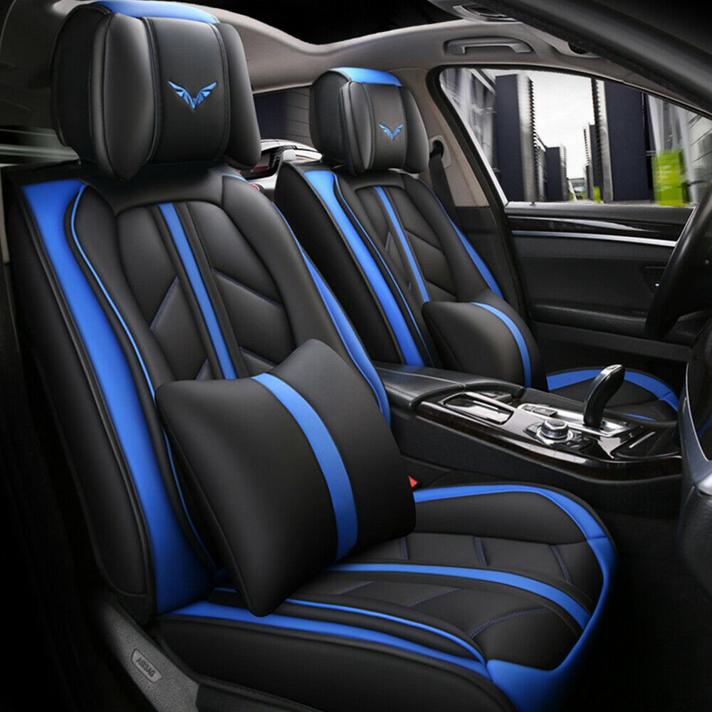 Universal PU Leather Luxury Look Car Seat Covers Front Rear Cushion Interior New