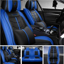 Fashion Auto Seats Cover PU Leather Beige&Black Front Rear Head Rest Cushion Set
