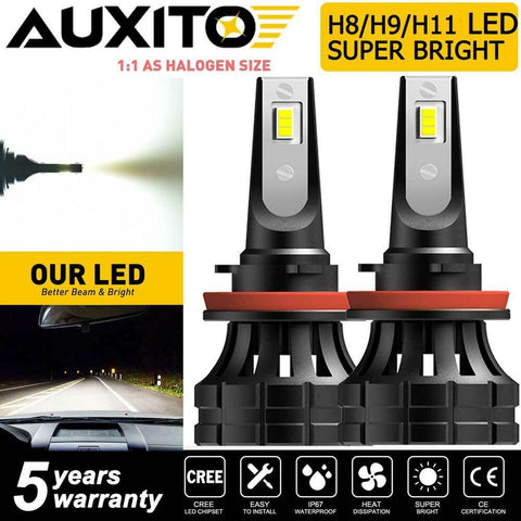 AUXITO H11 H8 H9 LED Headlight Kit Low Beam Bulbs Super Bright 6000K Free Return