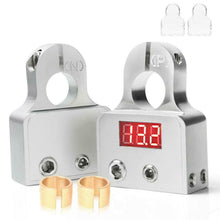 2pcs Car Digital Battery Terminal Connectors w/12V-24V Voltmeter 0/4/8 Gauge