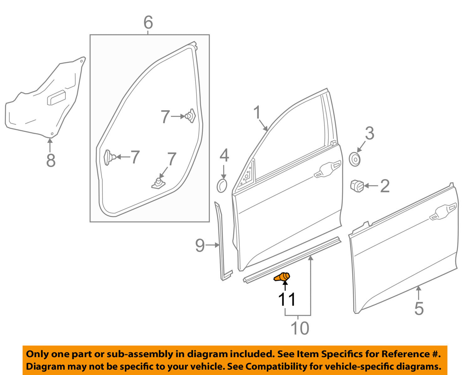 HONDA OEM 16-17 Civic Door-Front Door-Lower Seal Retainer Clip 91561TBA003