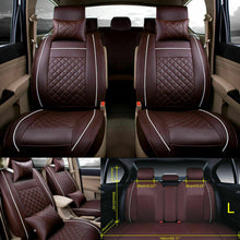 Car Seat Cover PU Leather 5-Seats Front+Rear Cushion W/Pillows Set Accessories