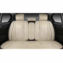US 5-Seats PU Leather Car Seat Covers Front+Rear Cushion W/Pillows Protector Set