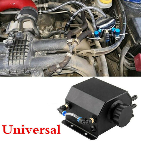 1L Black Aluminium Coolant Tank Radiator Overflow Bottle Recovery Water Tank