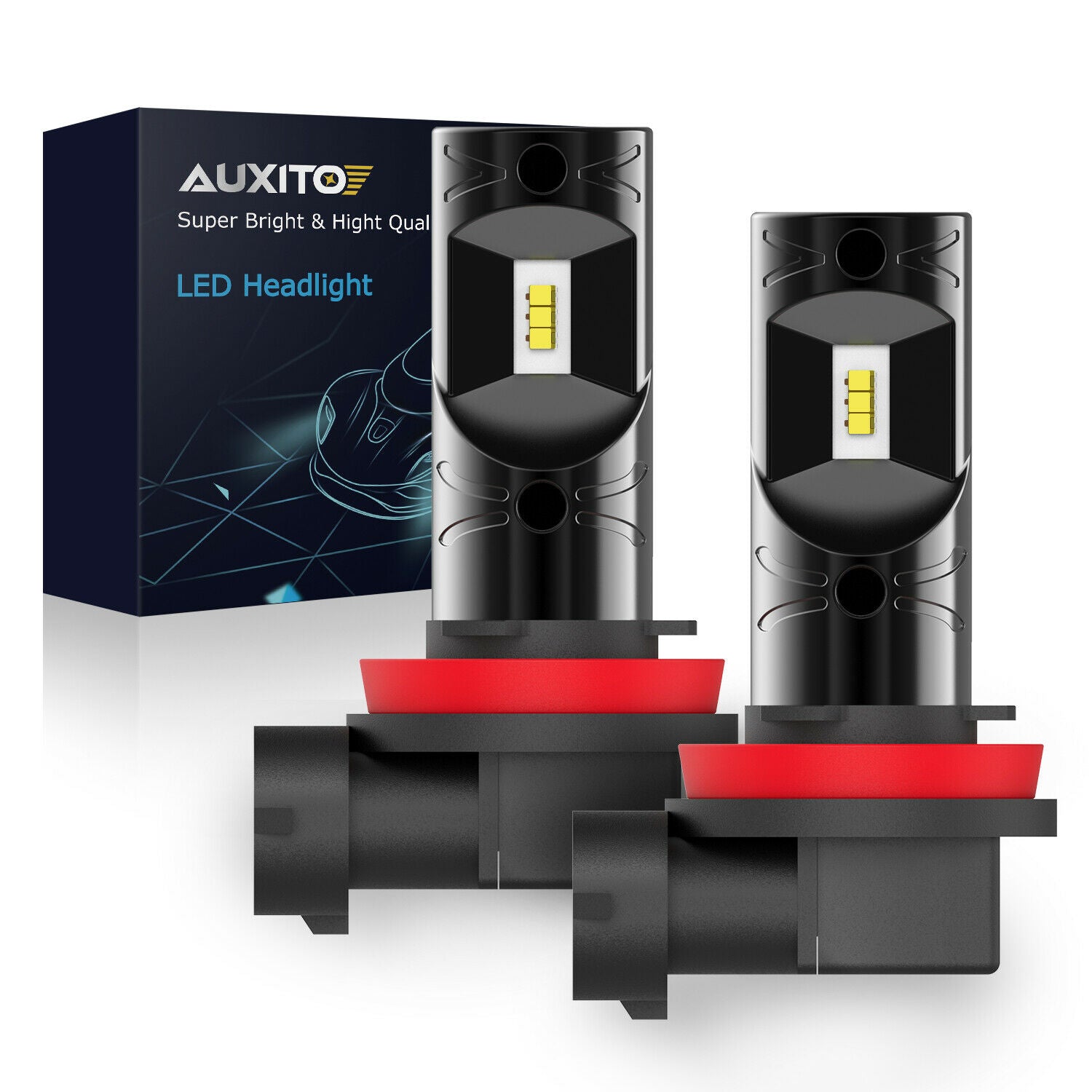 AUXITO LED Fog Driving Light H11 H16 H8 6000K Super Bright CSP SMD White 2600LM