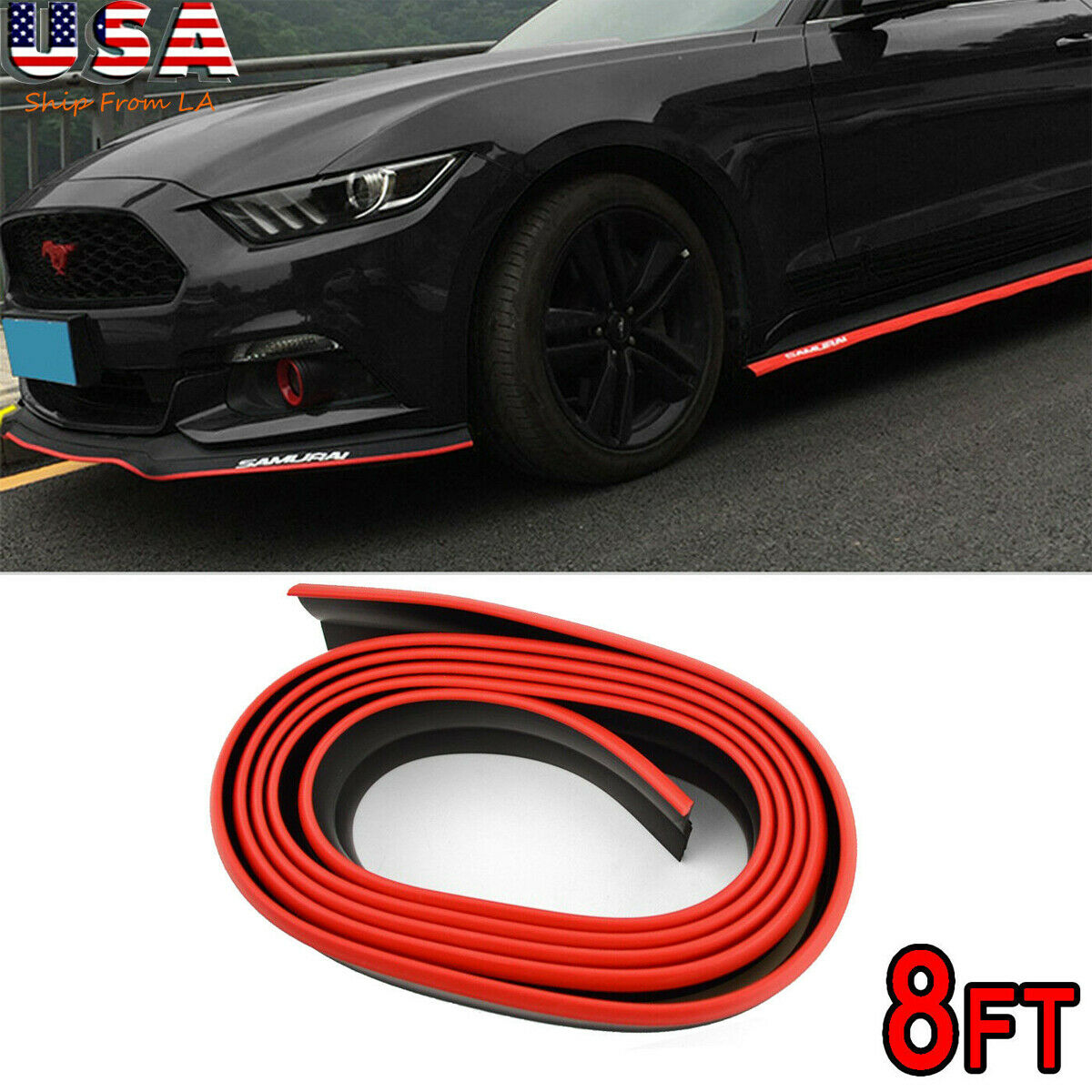 8ft Samurai Side Decor Front Bumper Lip Splitter Chin Spoiler Body Kit Trim