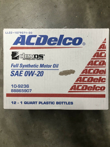 12 Quarts ACDELCO 10-9236 Full Synthetic Motor Oil SAE 0W-20 Dexos1 2 Generation