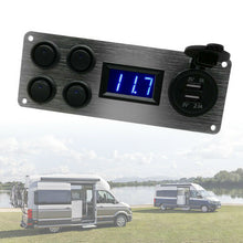 2USB Socket Charger LED Voltmeter 4 Gang ON-Off Toggle Switch Panel for Car Boat