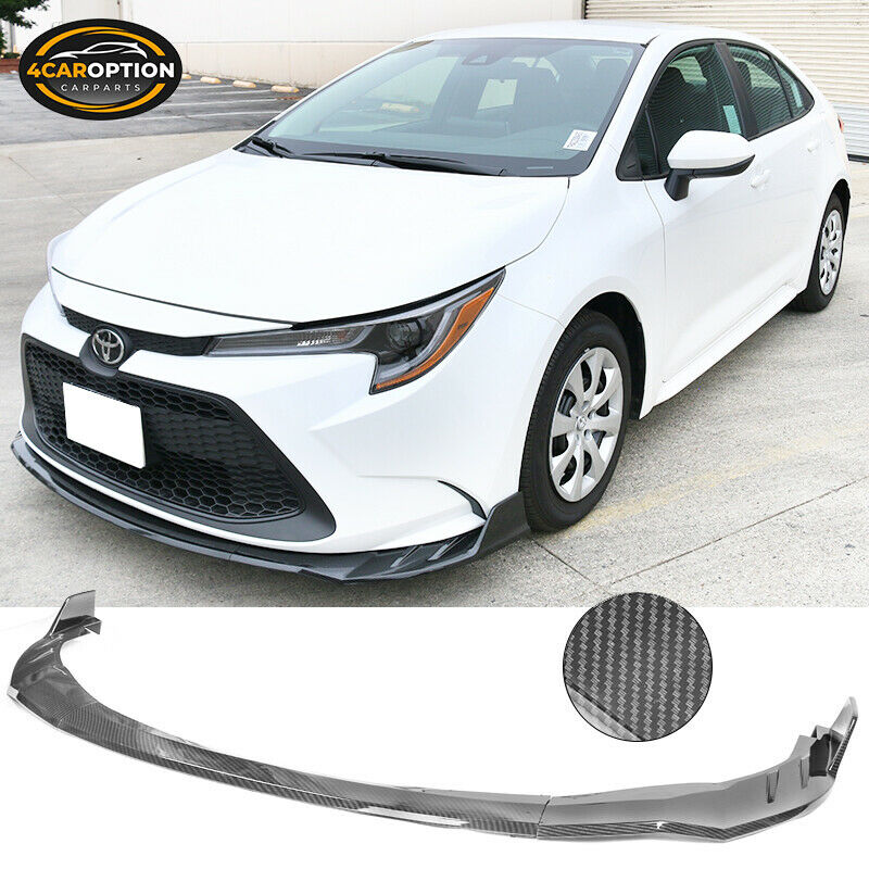 Fits 20-21 Toyota Corolla LE Front Bumper Lip Spoiler Carbon Fiber Print