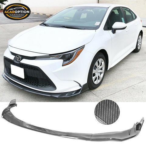 Fits 20-21 Toyota Corolla LE Front Bumper Lip Spoiler Carbon Fiber Print
