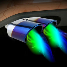 Blue Car Rear Dual Exhaust Pipe Tail Muffler Tip Throat Tailpipe.Stainless Steel