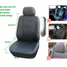2 Black PU Leather Front Car Seat Covers to Rouge 853 Black