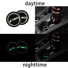 2PCS Silicone CF Glow in Dark Car Cup Holder Pad Mat Coaster For TRD Non-Slip