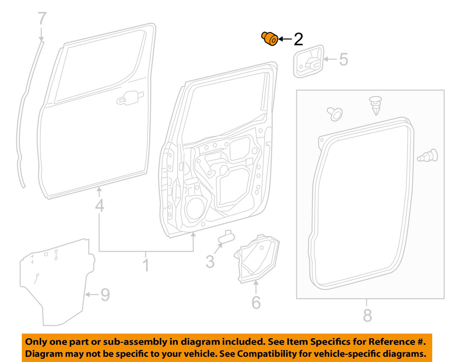 TOYOTA OEM Front Door-Door Shell Bumper 9008454012
