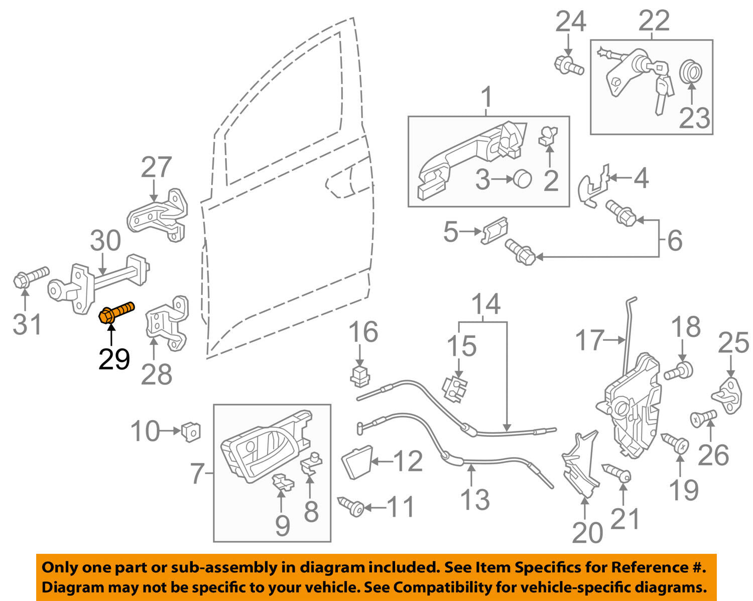 HONDA OEM 11-18 Odyssey Front Door-Lower Hinge Bolt 90102S3N003