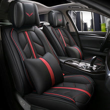 Black+Blue PU Leather Car Seat Covers Full Set Front Rear Cushions Mat Protector